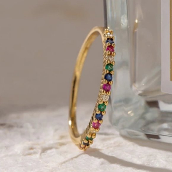 Jewelry - NEW 18K Gold Plated Multi Color Gemstone Ring